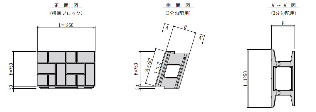 Choi-Nose 寸法図（3分勾配用（1:0.3））