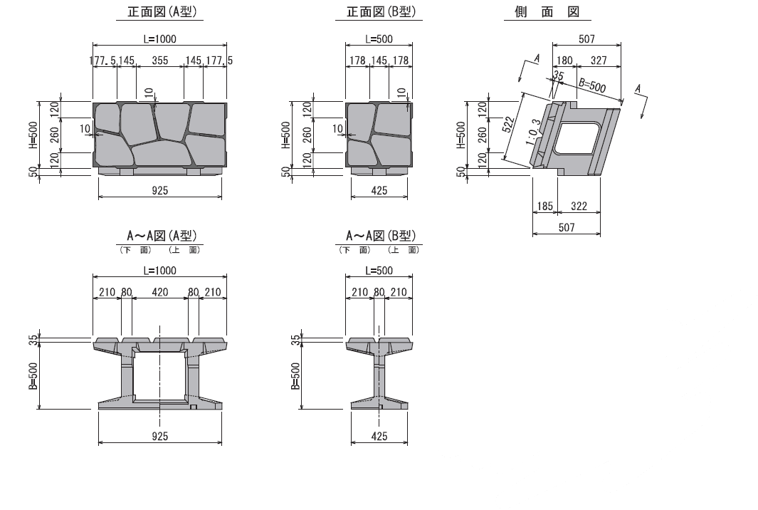 環境Choi-Nose 寸法図（3分勾配用（1:0.3））